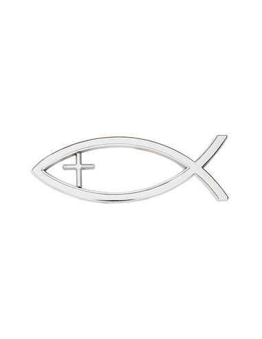 AUTO EMBLEEM 13CM  CROSS SILVER