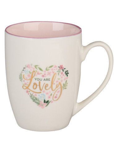 YOU ARE LOVELY PINK HEART CERAMIC MUG