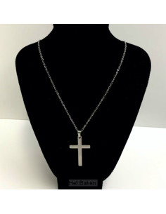 KETTING KRUIS 4CM ZILVER