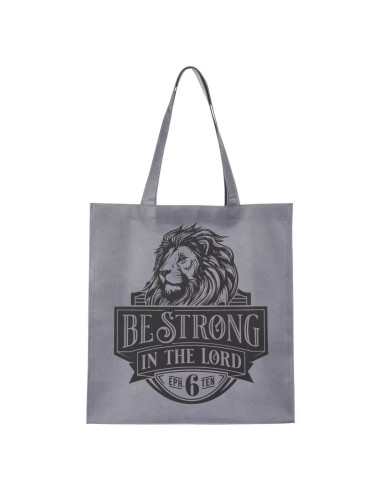 BE STRONG EPH. 6:10 TOTE BAG GRAY