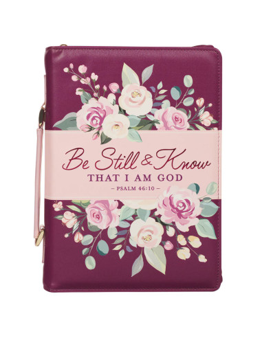 BIBLE COVER FASHION BURGUNDY BE STILL PS