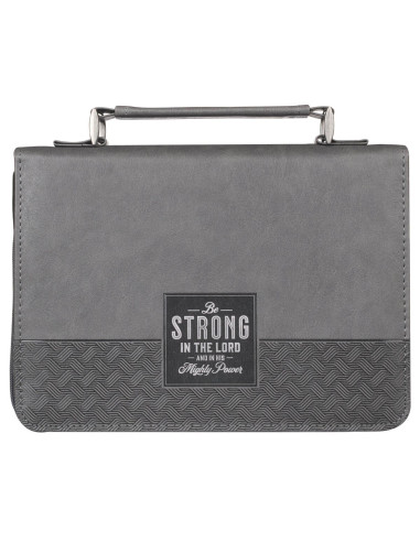 GRAY BE STRONG EPH. 6:10 BIBLE COVER CLA
