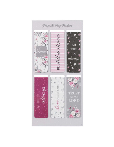 PINK ROSES MAGNETIC BOOKMARK SET